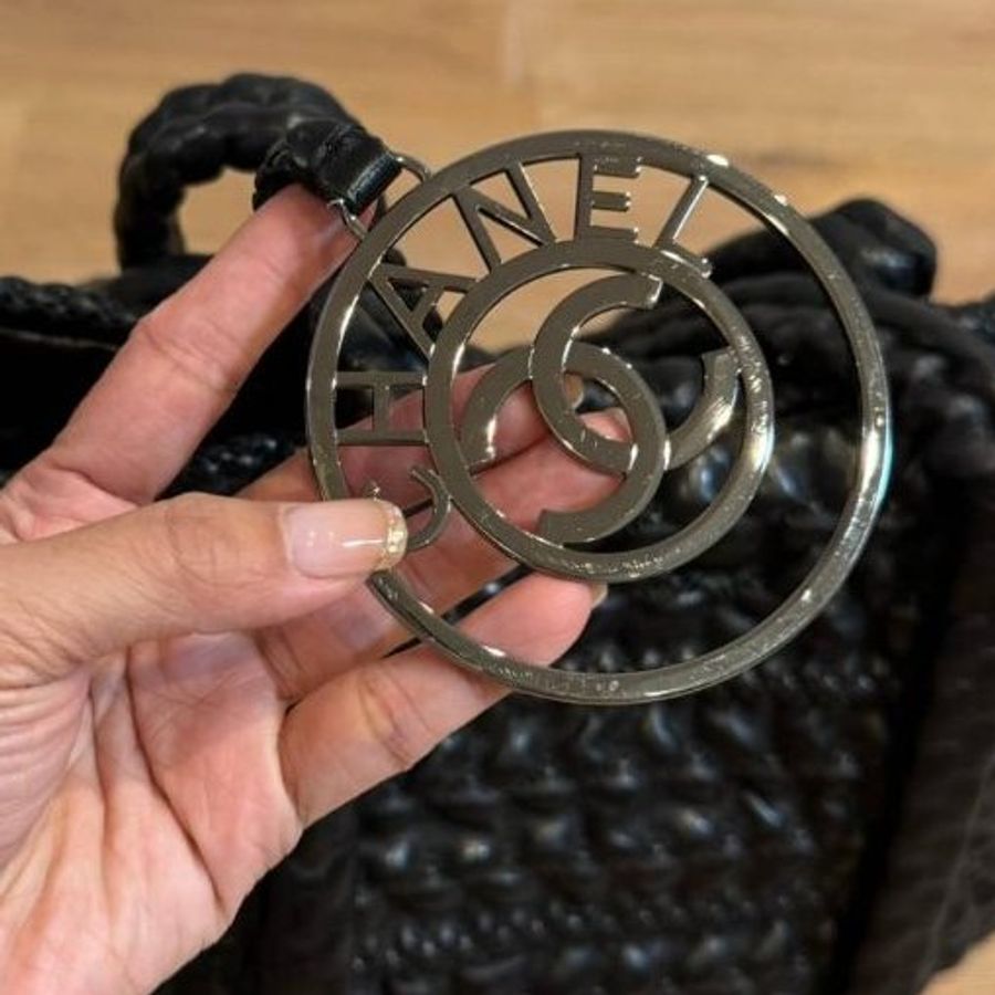 CHANEL 香奈兒 羊皮 黑色 編織 肩背包 手提包 托特包 購物包 購物袋 公事包 文件包-18