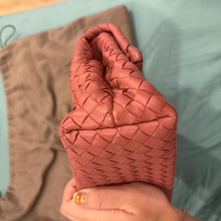 Bottega Veneta 皮革編織肩背鍊包 豆沙色-10