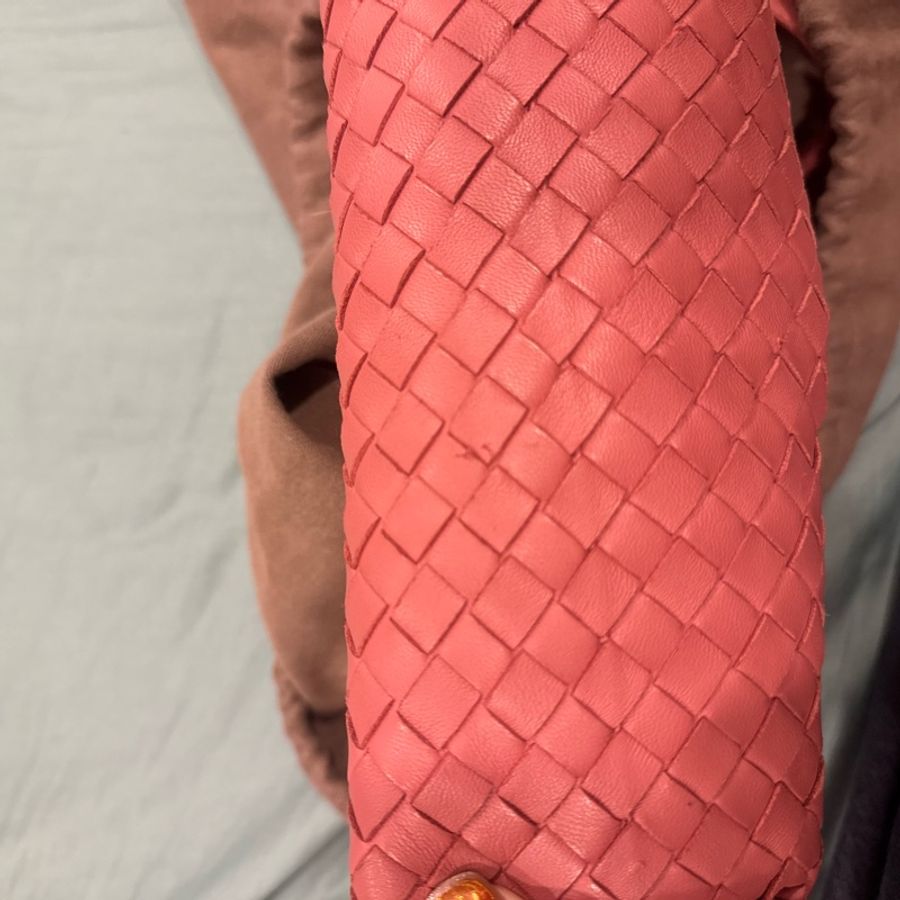 Bottega Veneta 皮革編織肩背鍊包 豆沙色-23