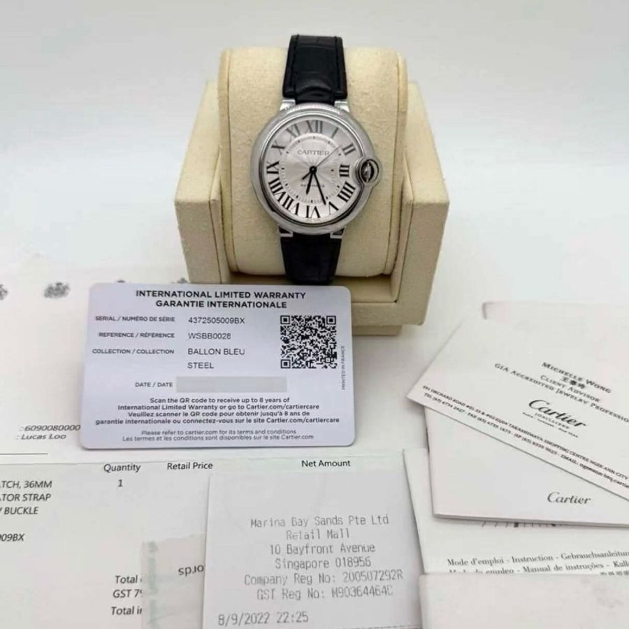 小巴黎二手名牌真品Cartier 藍氣球 延保2030機械36 有保卡 完成官網登記-1