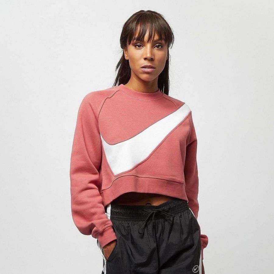 Nike swoosh tracksuit 大勾勾短版衛衣 大學T 復古寬鬆落肩內刷毛大學T croptop L 165/88A-0