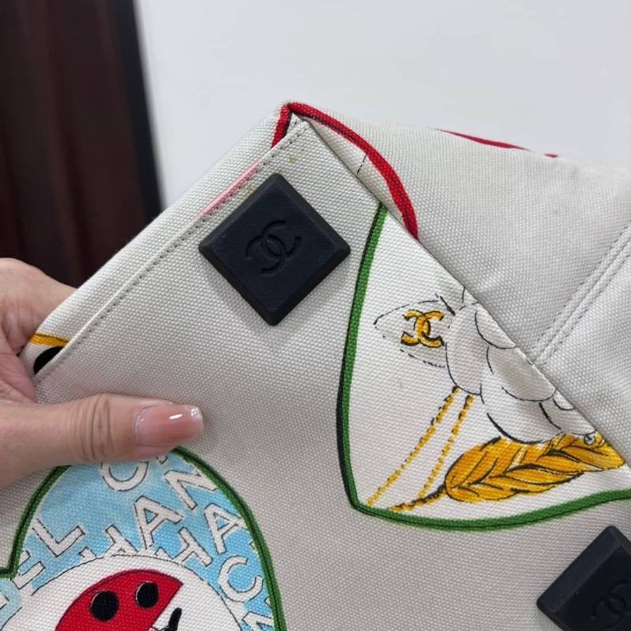 CHANEL 香奈兒 Coco Hearts Tote 帆布 愛心印花 托特包 肩背包 手提包 購物包 購物袋-8
