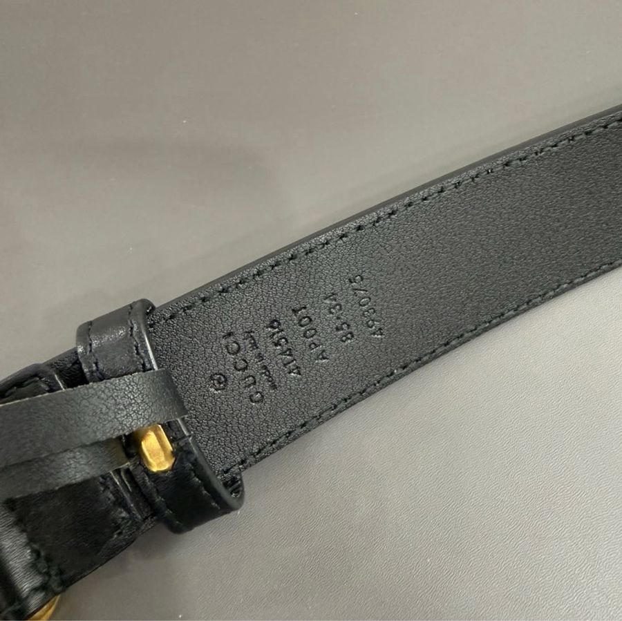 Gucci復古仿舊雙金互扣式牛皮皮帶-8