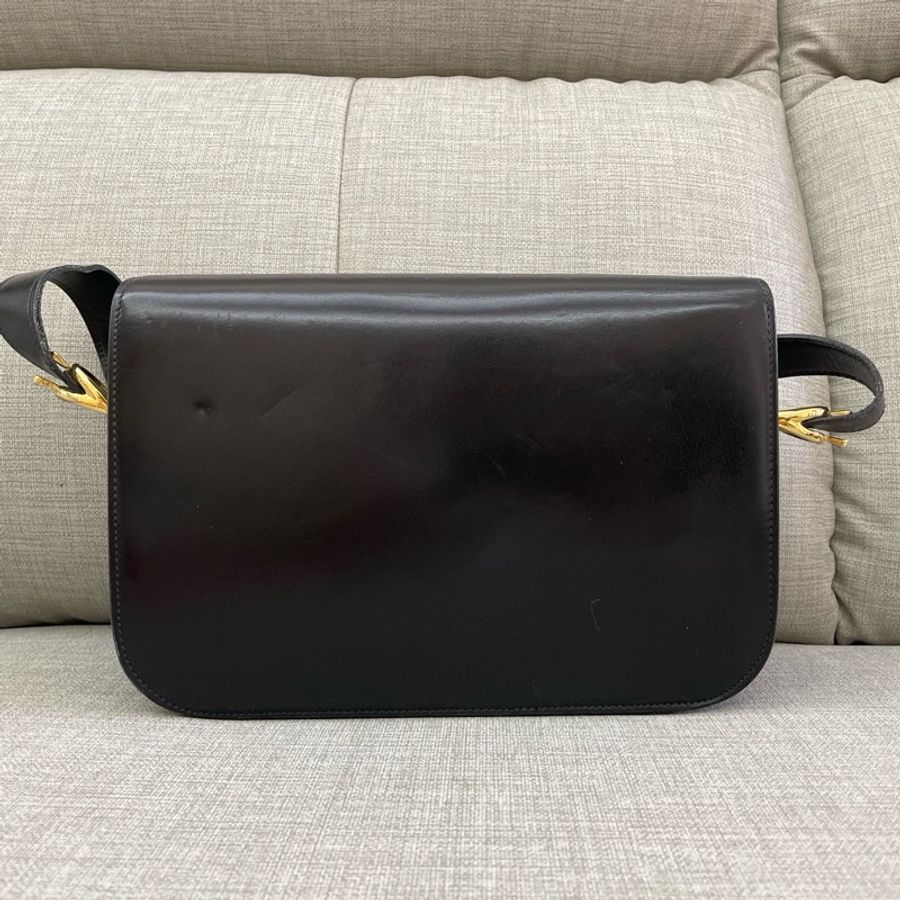 保存良好Celine vintage馬車金具BOX翻蓋包/肩斜背-9