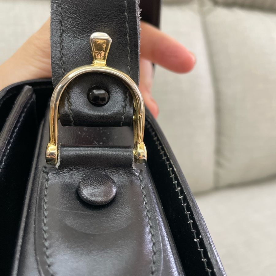 保存良好Celine vintage馬車金具BOX翻蓋包/肩斜背-35