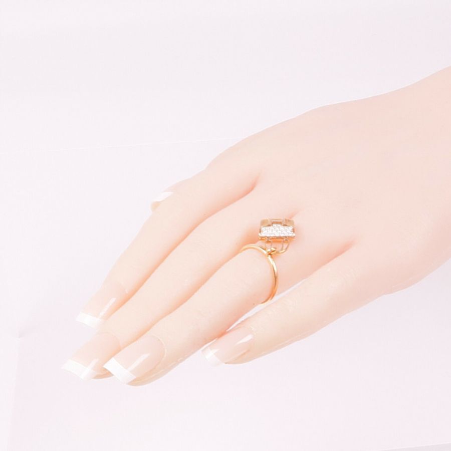 HERMES 18K玫瑰金Amulettes Constance Ring鑽石戒指Hermes#52/US#6-7