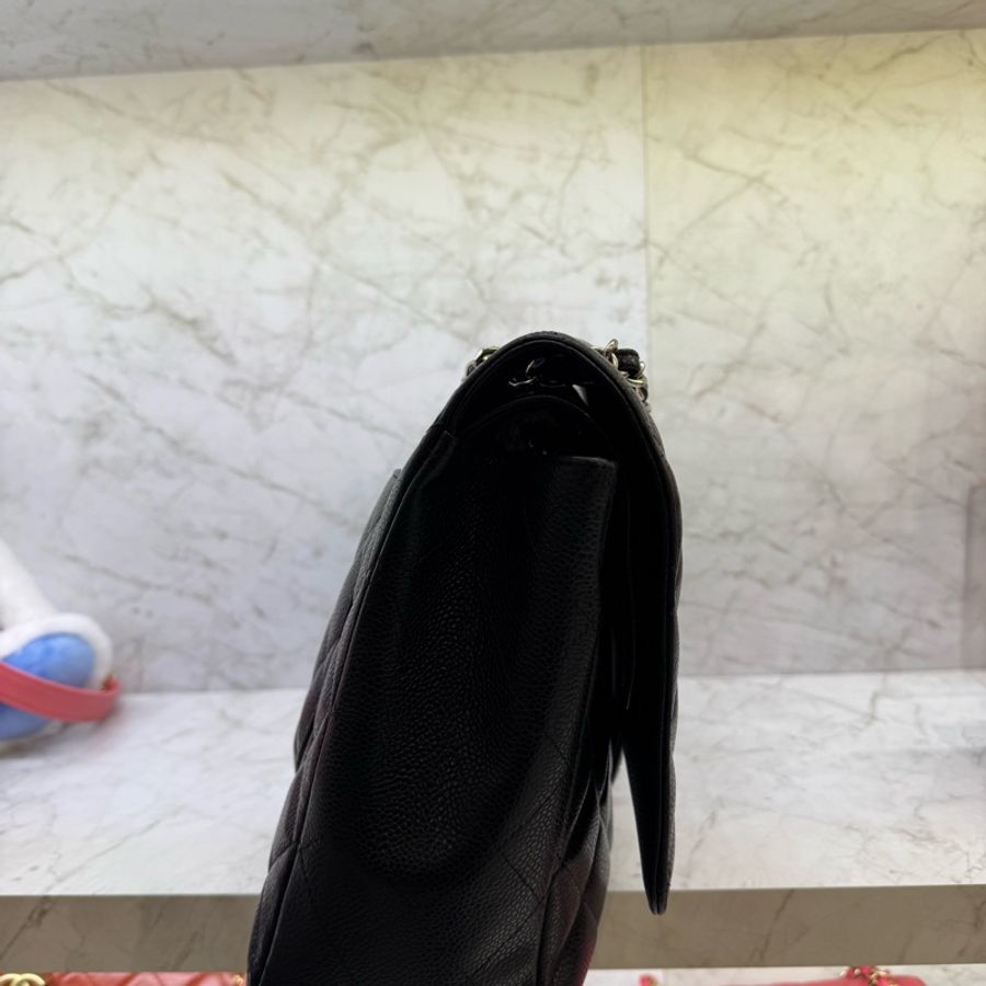 CHANEL黑銀荔枝皮MAXIJUMB0/15-1
