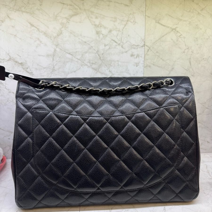 CHANEL黑銀荔枝皮MAXIJUMB0/15-2