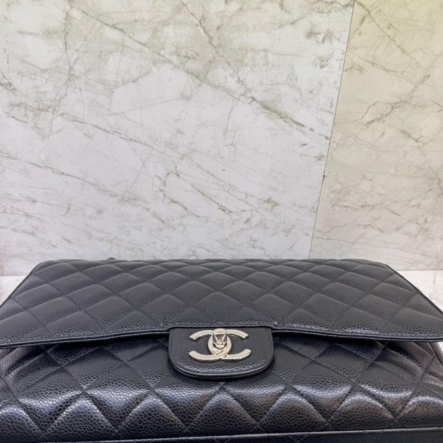 CHANEL黑銀荔枝皮MAXIJUMB0/15-4