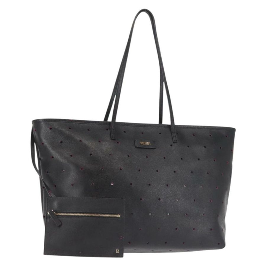 【日本直送】FENDI 托特包 皮革 黑色 金色 正品 bs29107-0