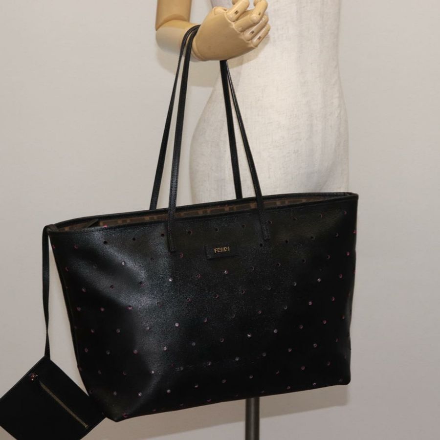 【日本直送】FENDI 托特包 皮革 黑色 金色 正品 bs29107-23