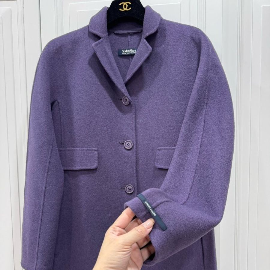 MaxMara 紫色 長版大衣 長大衣 大衣 長版外套 外套-4