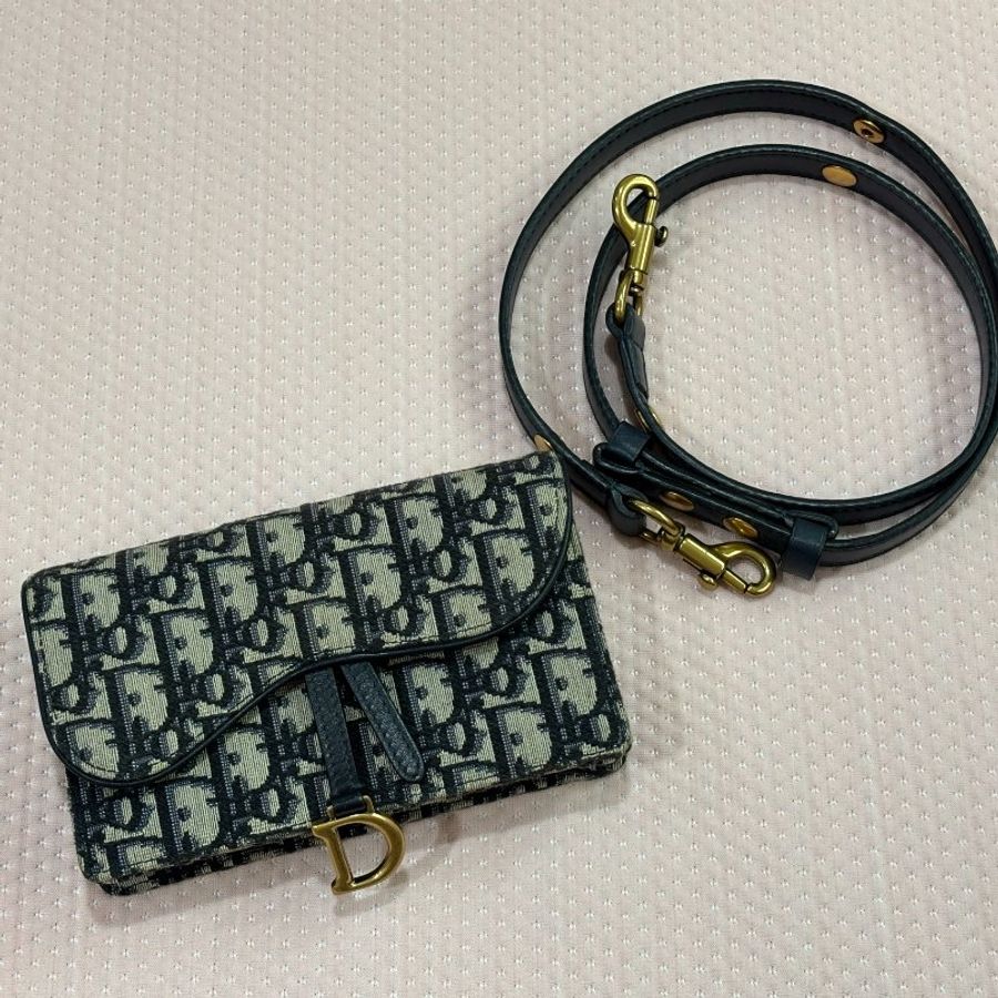 DIOR 老花腰包 緹花腰包 Saddle 腰包 經典藍-0