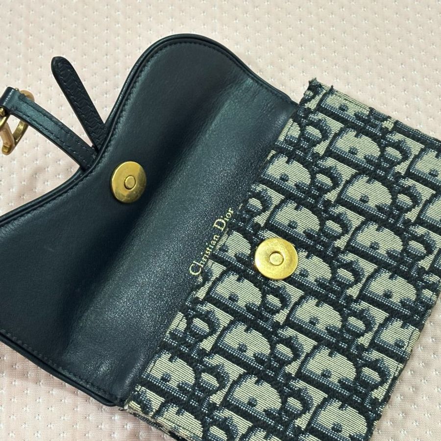DIOR 老花腰包 緹花腰包 Saddle 腰包 經典藍-1