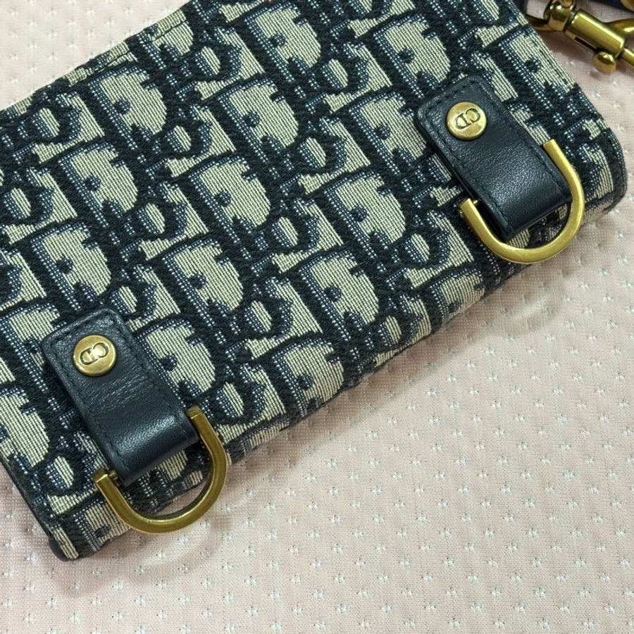 DIOR 老花腰包 緹花腰包 Saddle 腰包 經典藍-4