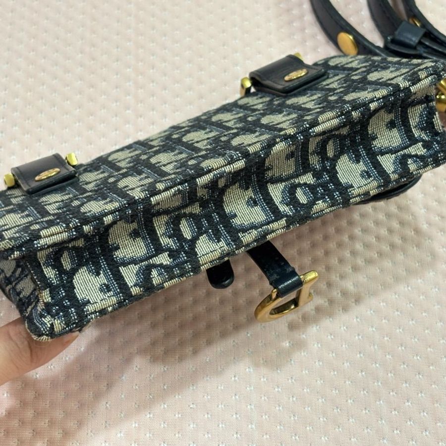 DIOR 老花腰包 緹花腰包 Saddle 腰包 經典藍-9