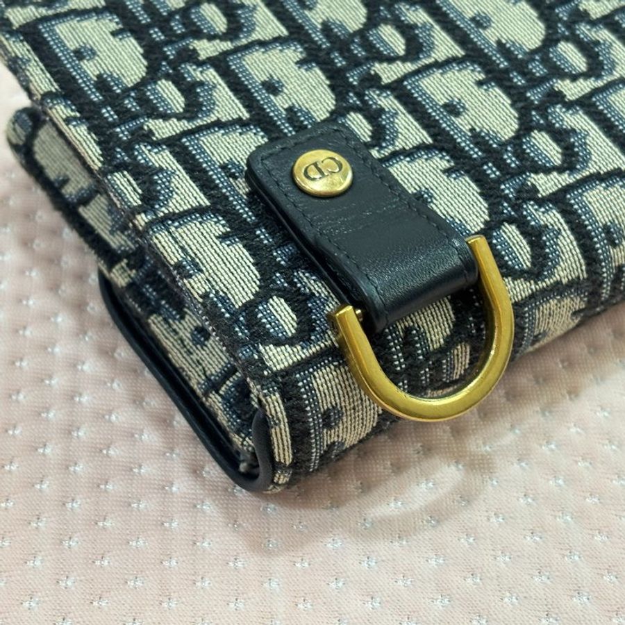 DIOR 老花腰包 緹花腰包 Saddle 腰包 經典藍-10