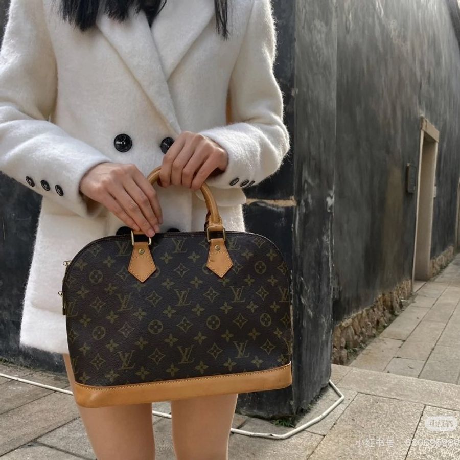 LV alma vintage 老花 貝殼包 手提包 肩背包 斜背包 側背包-4