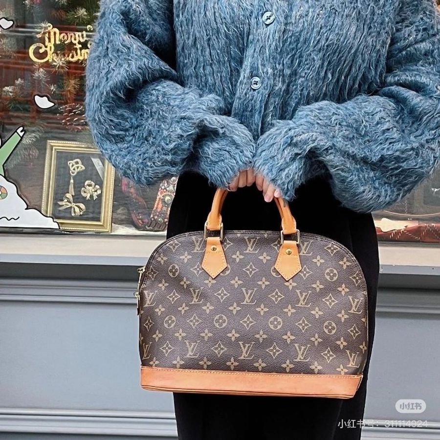 LV alma vintage 老花 貝殼包 手提包 肩背包 斜背包 側背包-9