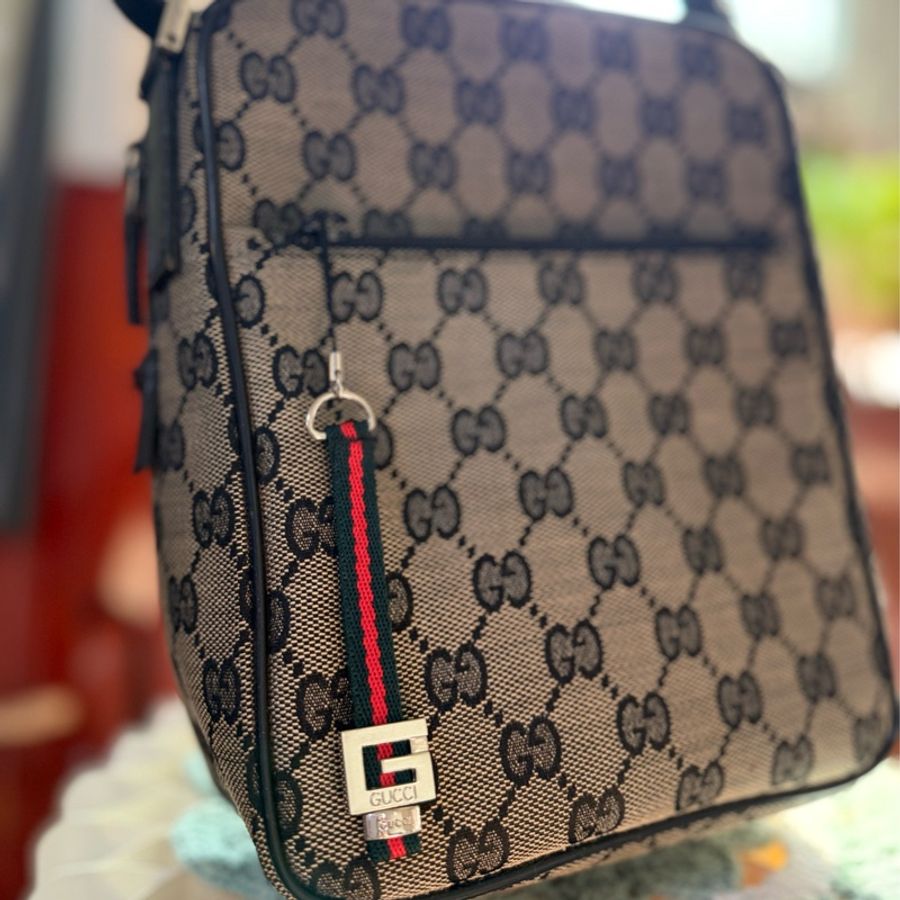🌸 GUCCI 經典 GG Supreme 帆布斜背包｜男女皆適用｜二手經典精品-6