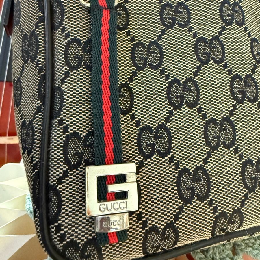 🌸 GUCCI 經典 GG Supreme 帆布斜背包｜男女皆適用｜二手經典精品-24