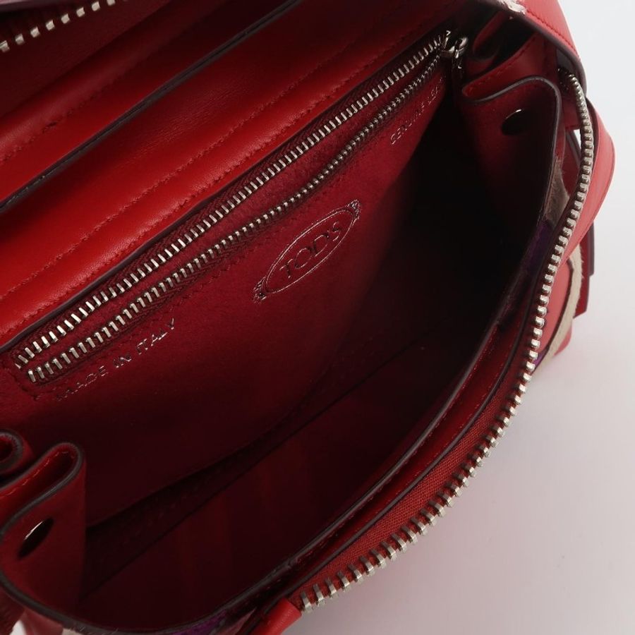 Tod's Wave 大嘴包牛皮馬毛翻毛皮字母 Logo 斜挎單肩包-6