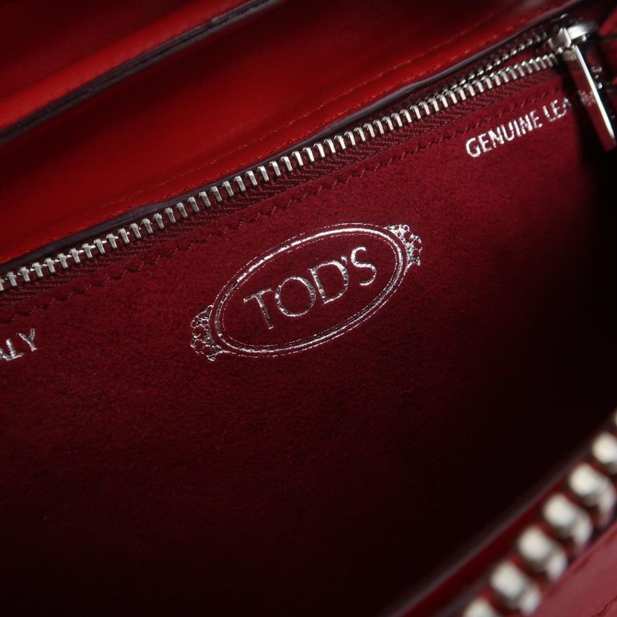 Tod's Wave 大嘴包牛皮馬毛翻毛皮字母 Logo 斜挎單肩包-7