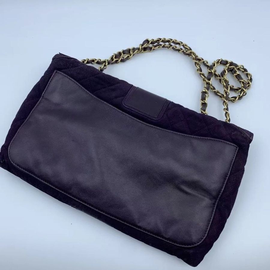 Chanel 2.55 绒面革单肩包紫色链条包斜挎包-1