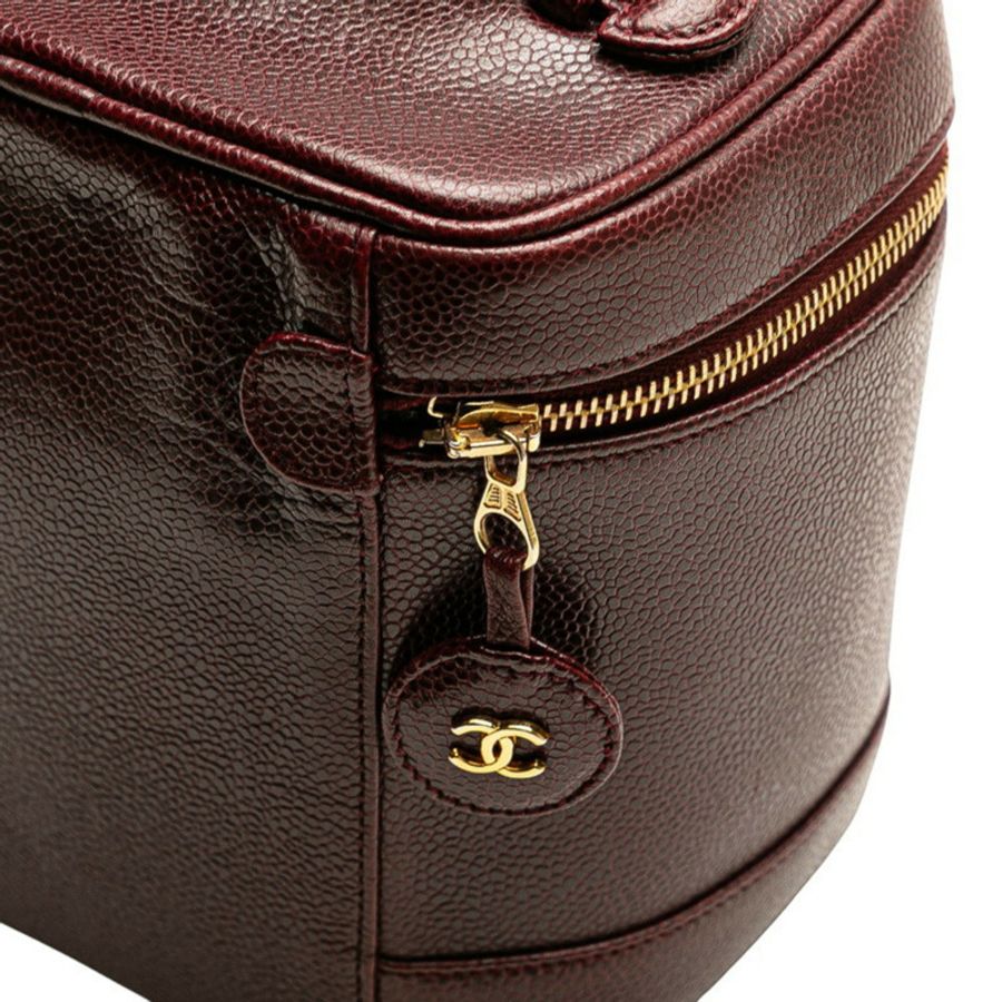 Chanel Coco Mark 化妝包，酒紅色魚子醬皮，女士，CHANEL-4