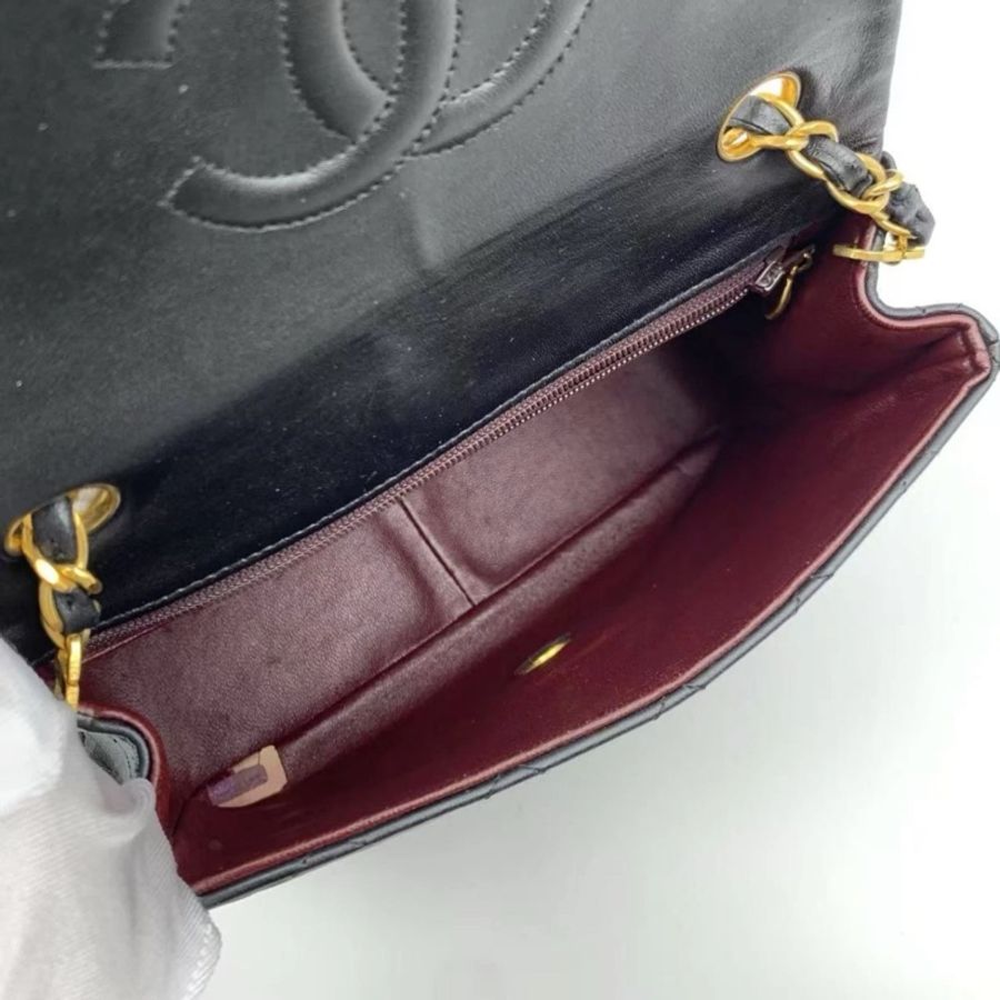 CHANEL Matelassé 20 黑色 GHW 小羊皮单肩包-4