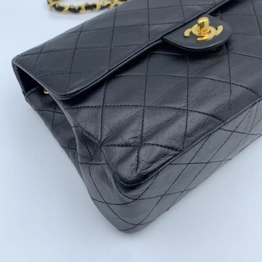 CHANEL Matelassé 20 黑色 GHW 小羊皮单肩包-9