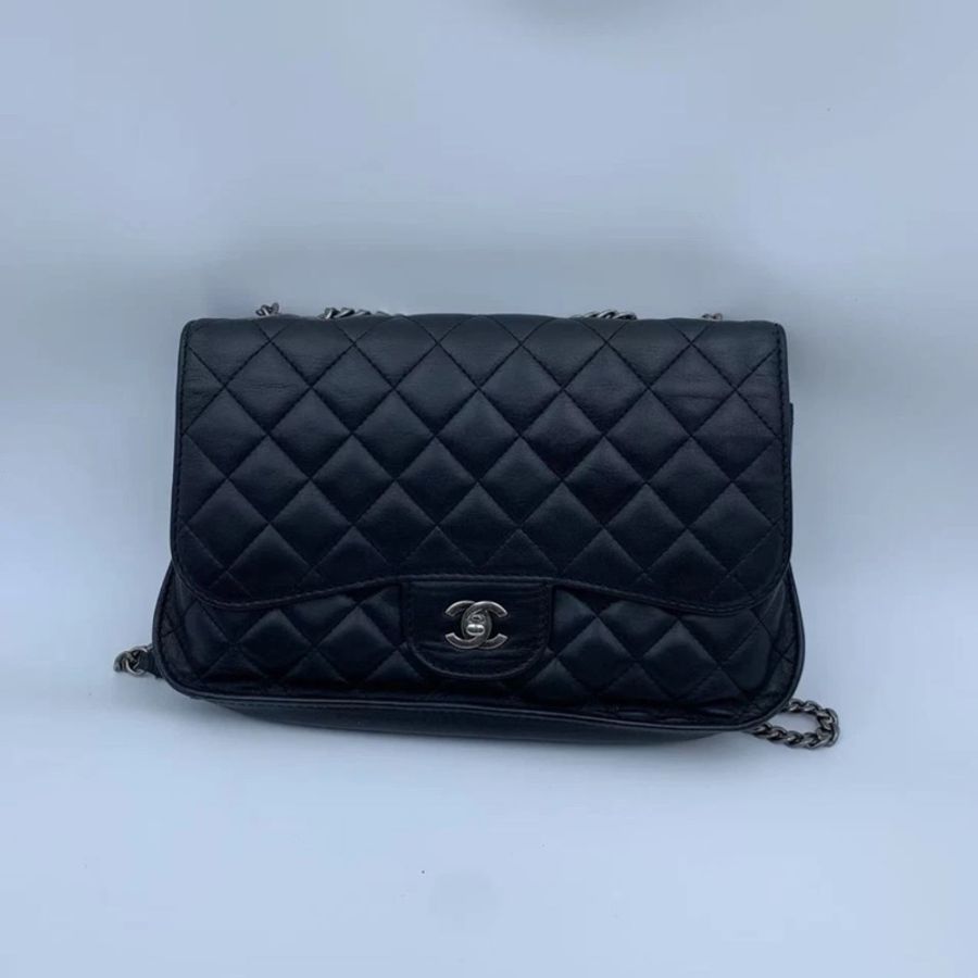 CHANEL 香奈兒 Matelasse Gunmetal 单肩包 黑色手提包-0