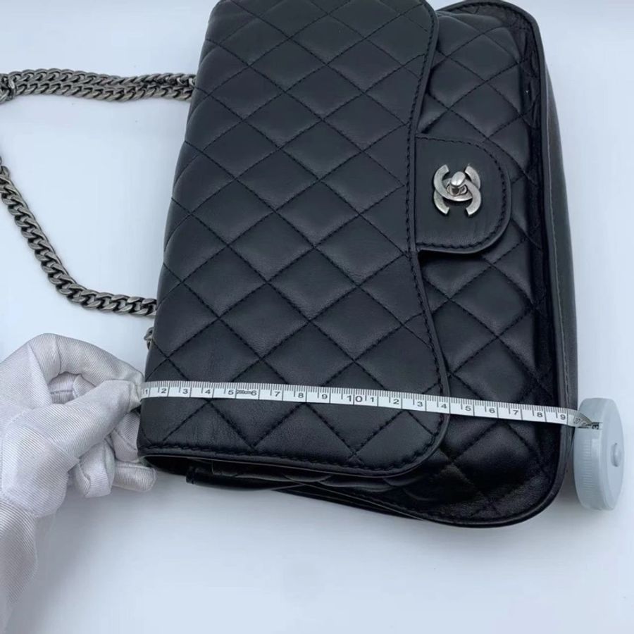CHANEL 香奈兒 Matelasse Gunmetal 单肩包 黑色手提包-3
