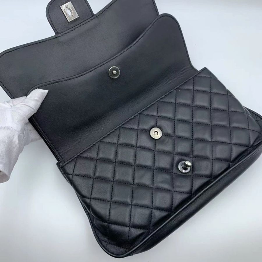 CHANEL 香奈兒 Matelasse Gunmetal 单肩包 黑色手提包-5
