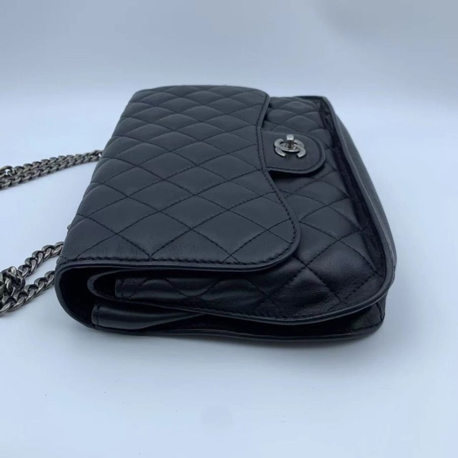 CHANEL 香奈兒 Matelasse Gunmetal 单肩包 黑色手提包-6