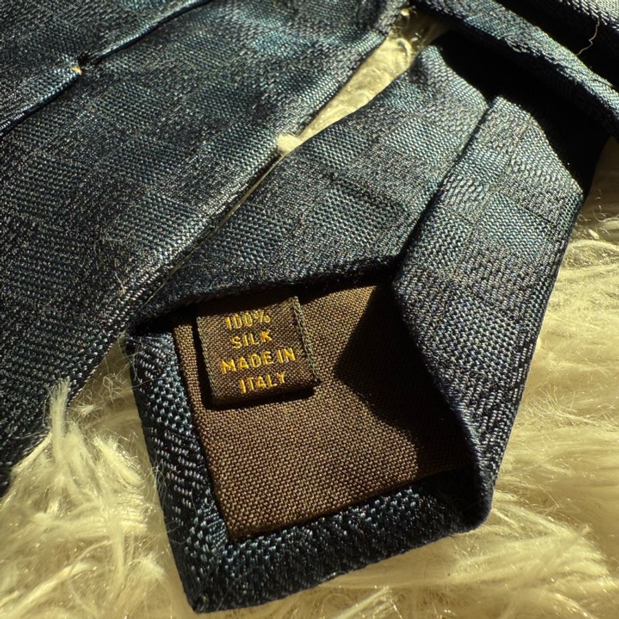 🌸 LV深藍格紋微光澤質感商務領帶👔|二手經典精品-1