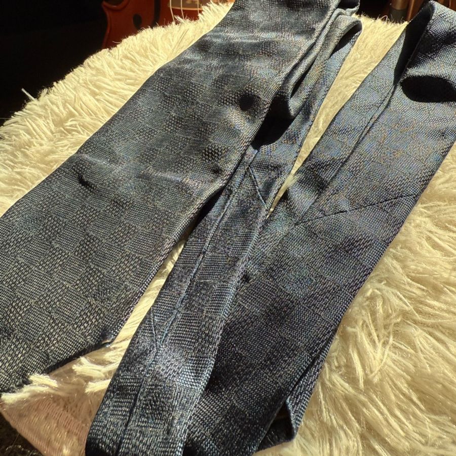 🌸 LV深藍格紋微光澤質感商務領帶👔|二手經典精品-20