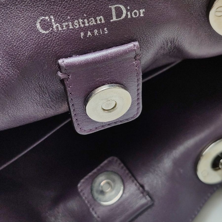 Dior Diorissimo大號牛皮純色Dior字母吊飾子母包單肩包-20