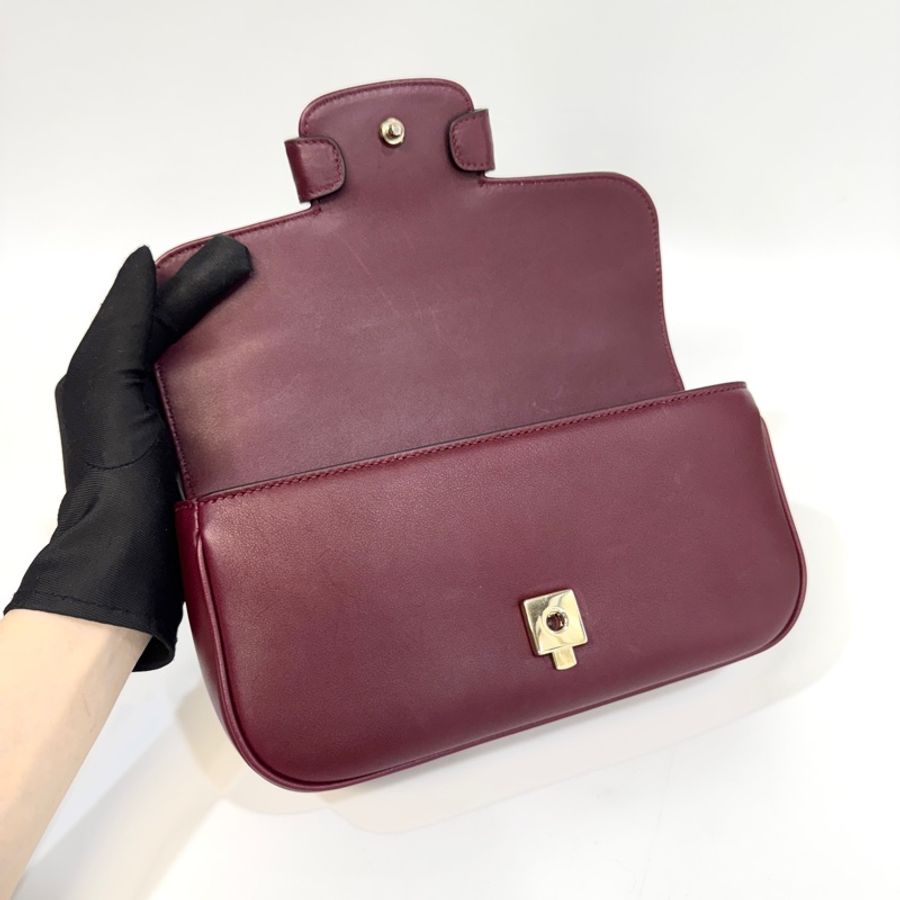 GUCCI安可拉紅牛皮淡金釦Horsebit 1955手提側背包815206-11