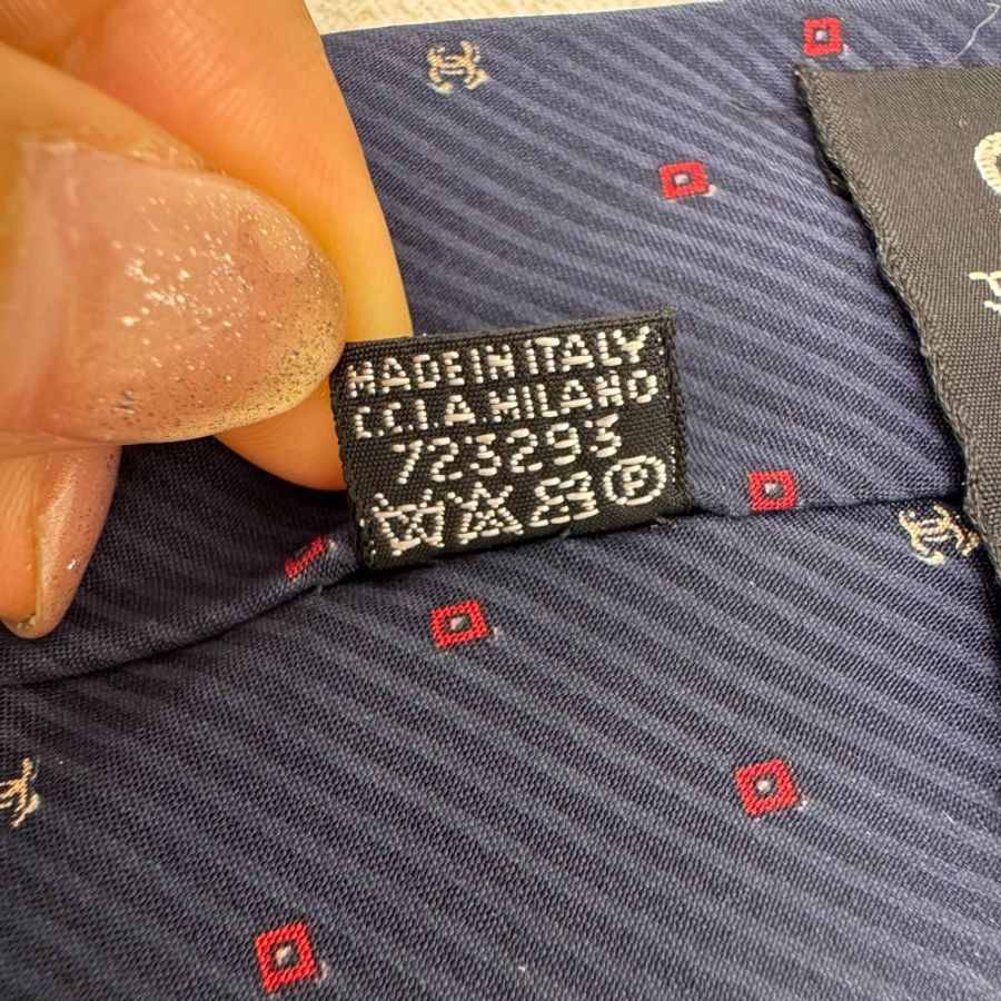 Chanel 藍 滿版小雙C logo 領帶(中古)-5