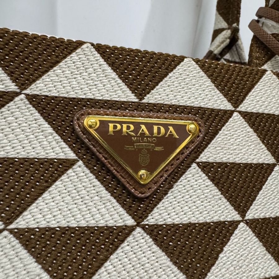 ❤️普拉達Prada Symbole標誌性三角標帆布大Tote托特-13