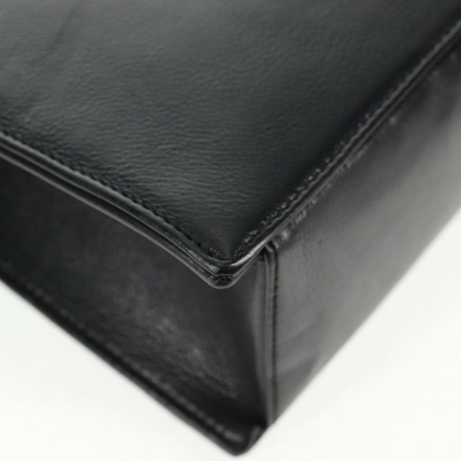 【日本直送】香奈兒魚子醬皮黑色金CC鏈條手提包 Auth 143812V-14