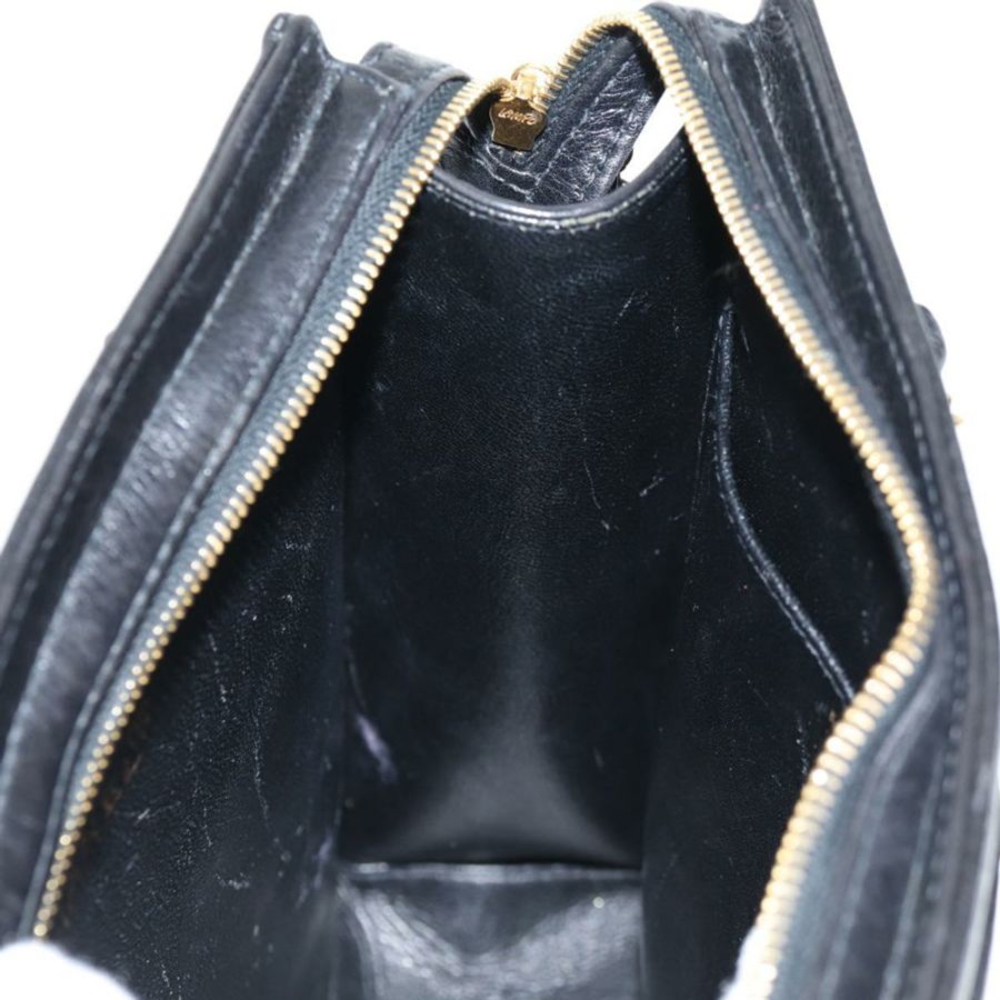 【日本直送】香奈兒魚子醬皮黑色金CC鏈條手提包 Auth 143812V-21