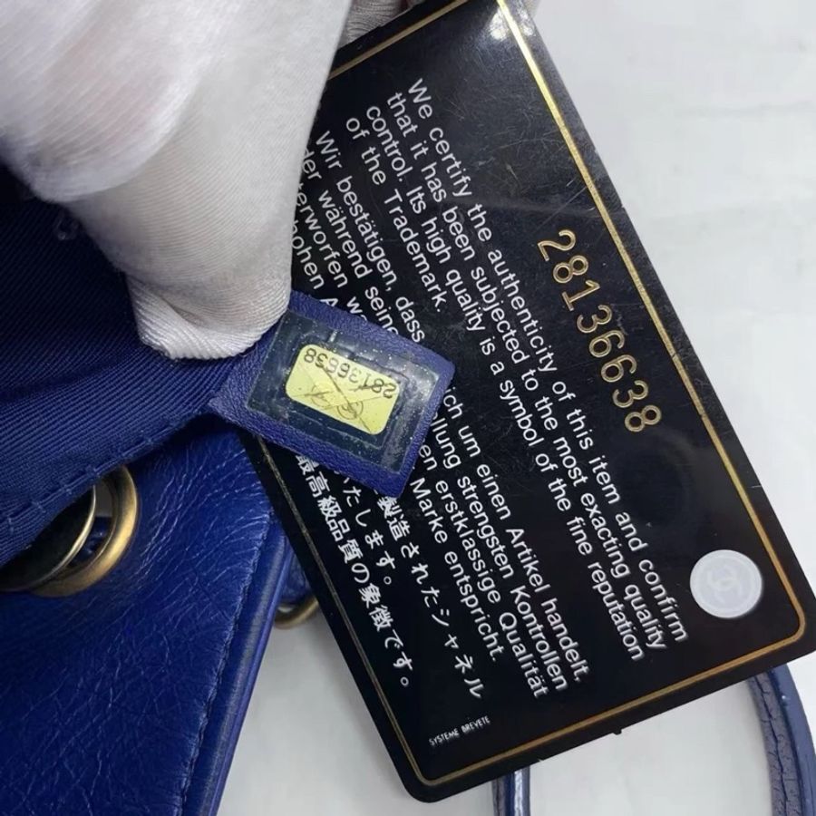 CHANEL Matelassé Coco Mark Top Handle 藍色手提包-5