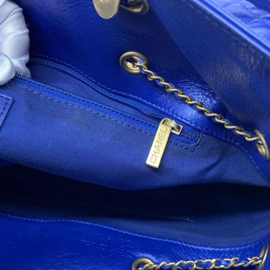 CHANEL Matelassé Coco Mark Top Handle 藍色手提包-6
