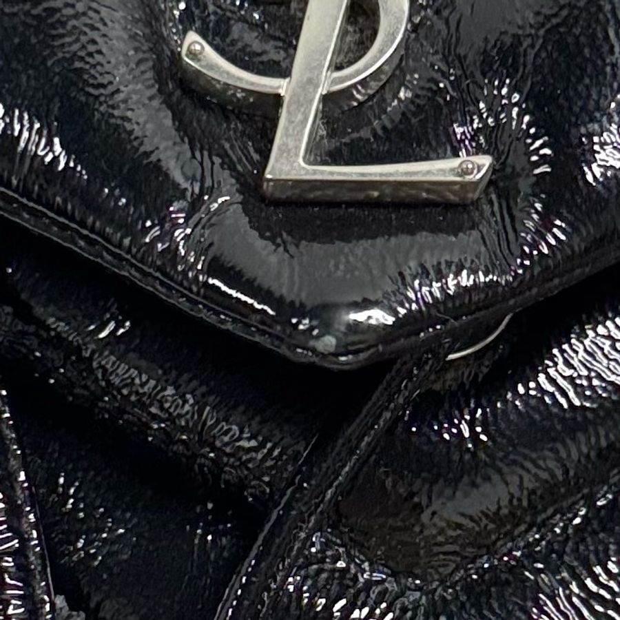 YSL 聖羅蘭黑銀V紋牛皮LouLou雙肩包,油臘皮-17