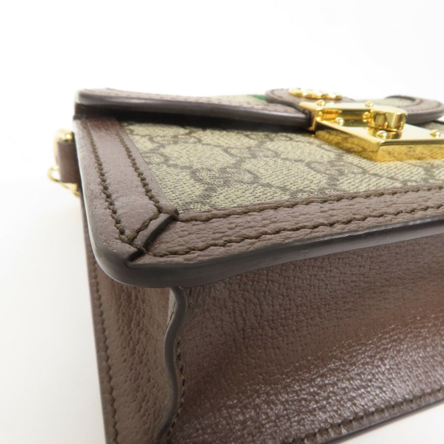 GUCCI 塗層帆布/牛皮皮革Ophidia Mini Top Handle Bag金扣手挽肩背兩用袋-5