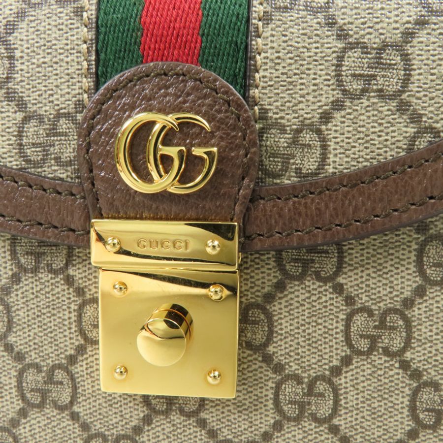 GUCCI 塗層帆布/牛皮皮革Ophidia Mini Top Handle Bag金扣手挽肩背兩用袋-9