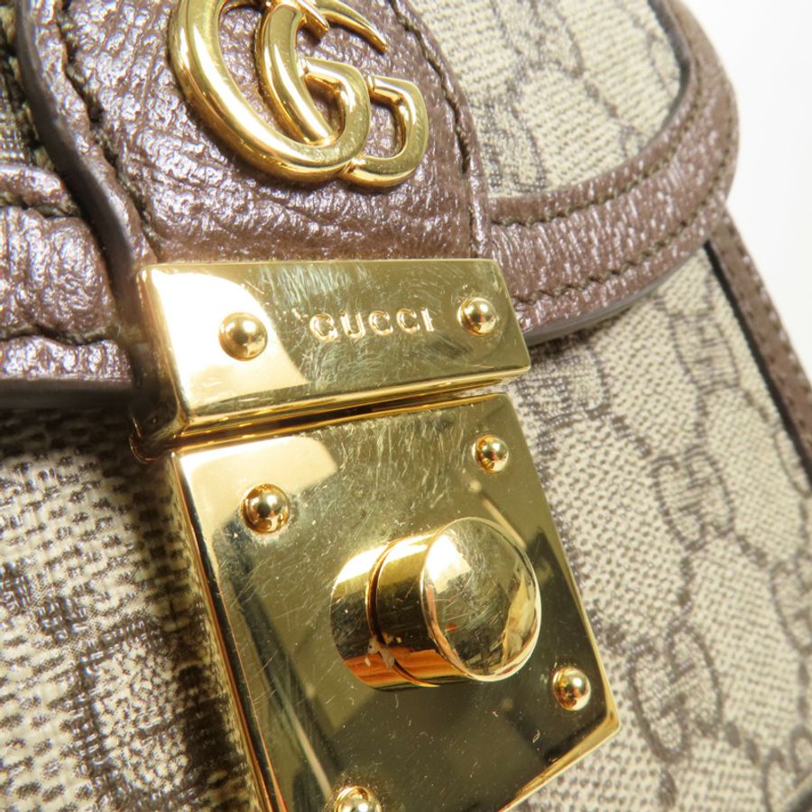 GUCCI 塗層帆布/牛皮皮革Ophidia Mini Top Handle Bag金扣手挽肩背兩用袋-10