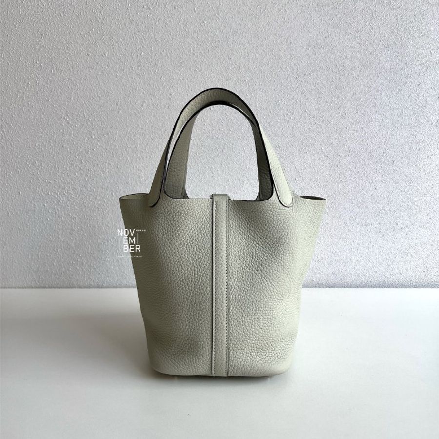 閒置全新💖 全配有購證🙌🏻 Hermès 愛馬仕 Picotin18 冰晶灰銀釦-1